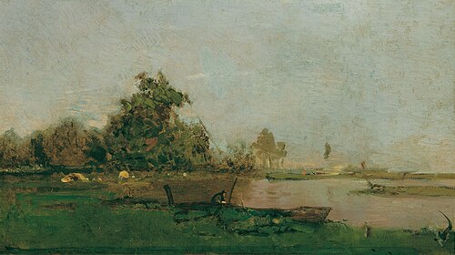 Flusslandschaft mit Boot, 1880, Eugen Jettel