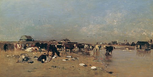 Viehtränke an der Waag, 1872, Eugen Jettel