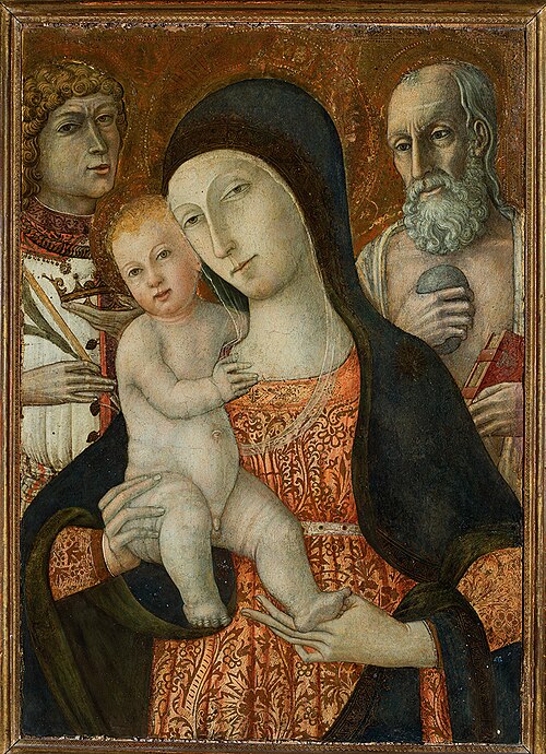 Vierge à l'enfant avec les saints Miniatus et Jérôme, 1470, Matteo di Giovanni