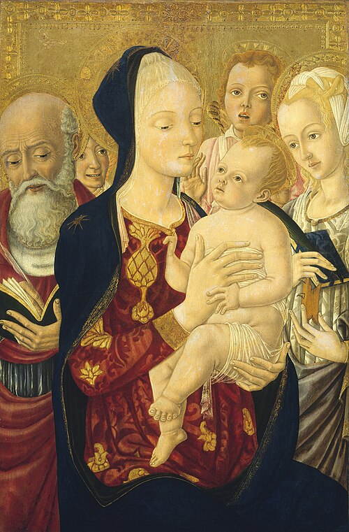 Madonna and Child with Saint Jerome, Saint Catherine of Alexandria, and Angels, 1465, Matteo di Giovanni