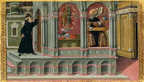 Saint Augustine's Vision of Saints Jerome and John the Baptist, 1476, Matteo di Giovanni