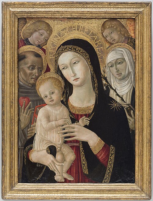 Madonna and Child with St. Catherine of Siena, Saint Anthony of Padua and Angels, 1480, Matteo di Giovanni