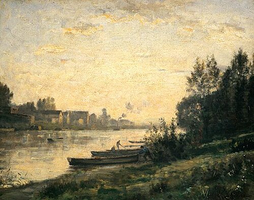 Sunset on a River, 1880, Stanislas Lépine