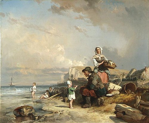 Scène familiale au bord de la mer, 1846, Eugène Le Poittevin