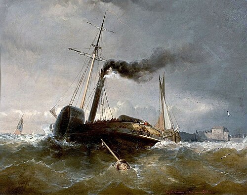 Steamboat at Le Havre, 1840, Eugène Le Poittevin