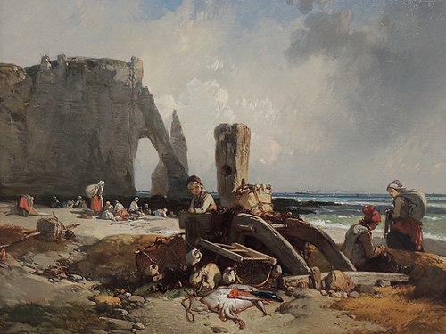 Pêcheurs à Étretat, , Eugène Le Poittevin