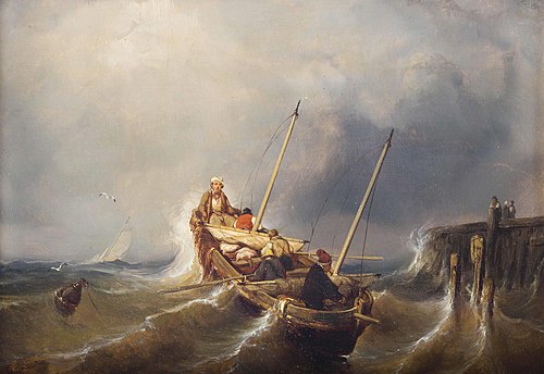 Fishing boat on a rough Sea, 1840, Eugène Le Poittevin