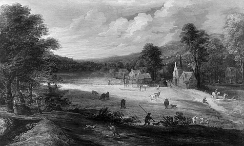 Landscape with village, 1640, Lodewijk de Vadder