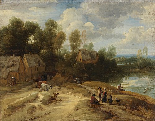 Landscape with Peasants and Cattle, , Lodewijk de Vadder