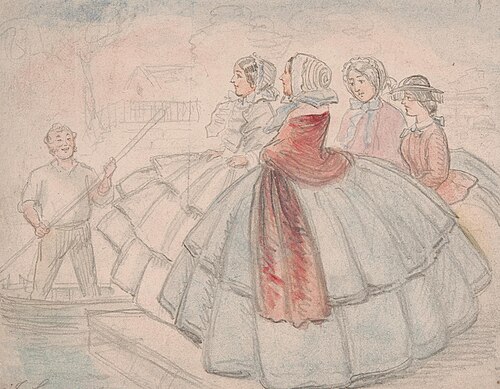 Crinolines by the River, , John Leech