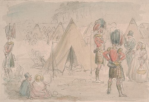 Highland Regiment in Camp, , John Leech
