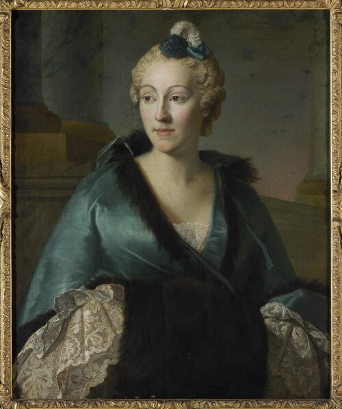 Portret van een jonge dame met een mof, 1749, Louis Tocqué