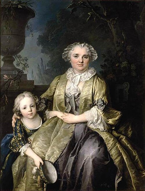 Portrait d'une dame, dite Madame Mirey, et de sa fille, 1774, Louis Tocqué