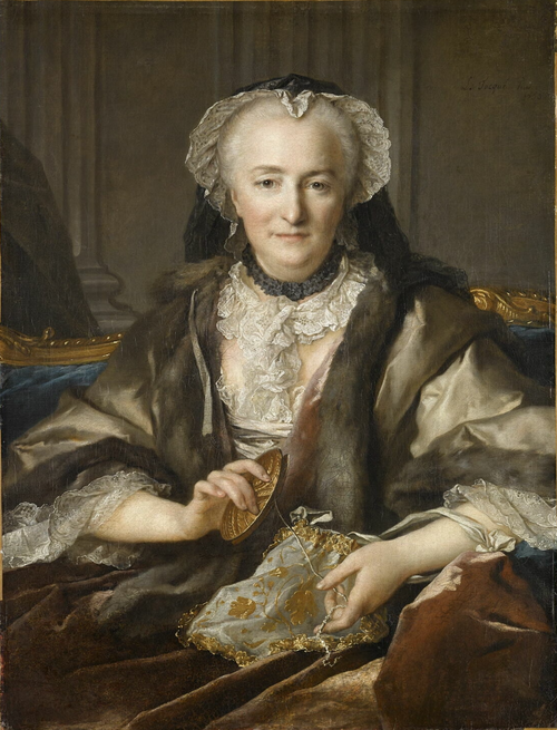 Madame Dangé faisant des nœuds, 1753, Louis Tocqué
