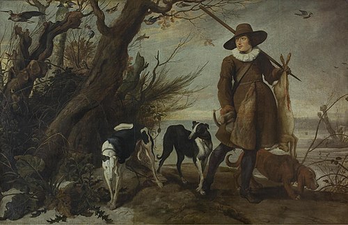 Chasseur avec ses chiens dans un paysage, 1625, Jan Wildens