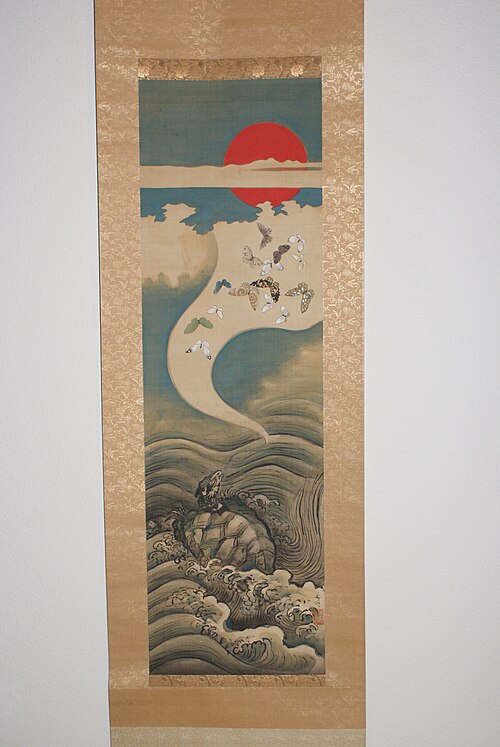 Turtle Blowing Out Butterflies, , Tani Bunchō