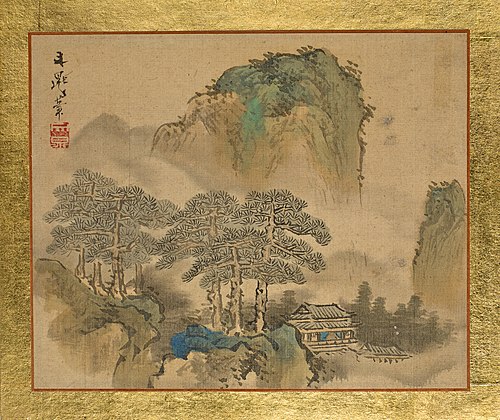 A House next to Pine Trees, in front of Mountains, 1815, Tani Bunchō