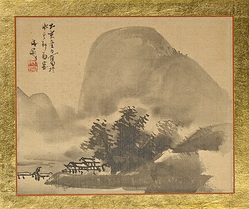 A House next to a Small Grove at the Shore in the Mist, 1815, Tani Bunchō