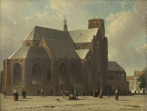Souvenir of the Church of St Lawrence, Rotterdam, 1865, Jan Weissenbruch
