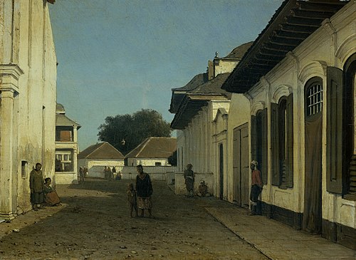 Une rue dans la vieille partie de Batavia, 1870, Jan Weissenbruch