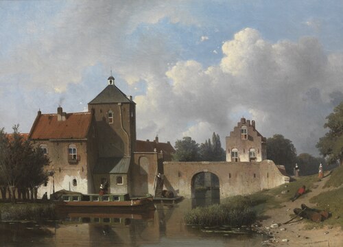 The IJsselpoort at IJsselstein, 1852, Jan Weissenbruch
