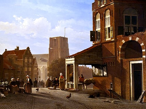 The Woudrichem fish market, , Jan Weissenbruch