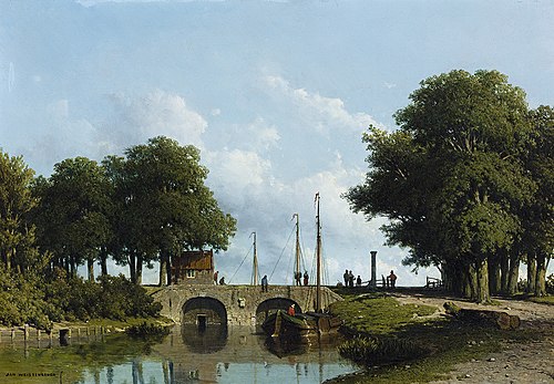 The sluices of the Nederwaard near Elshout, 1861, Jan Weissenbruch
