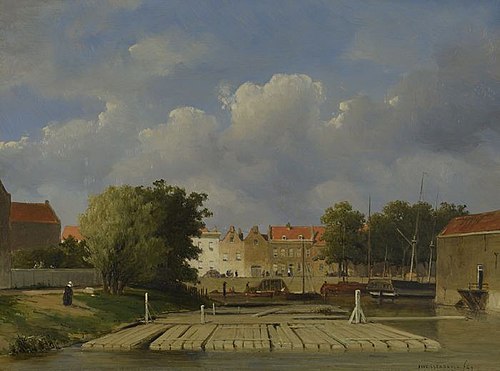 Houtvlotten in de Zalmhaven, 1849, Jan Weissenbruch