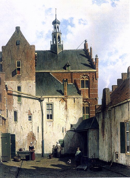 Binnenplaats bij het stadhuis te Culemborg, 1860, Jan Weissenbruch