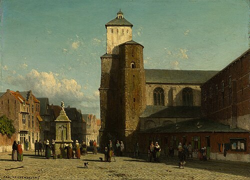 View of a Belgian town, 1859, Jan Weissenbruch