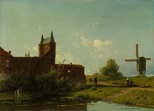 View of a Dutch town, 1859, Jan Weissenbruch
