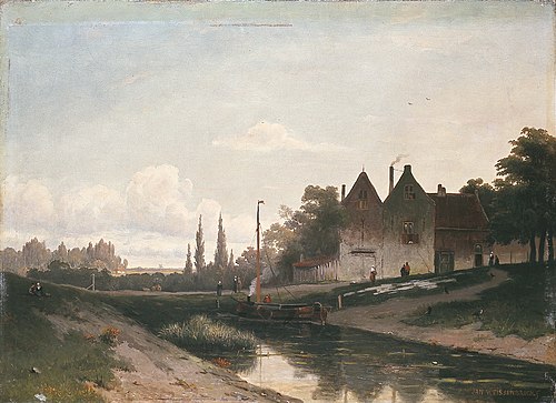 river near village, 1844, Jan Weissenbruch