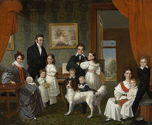 Portrait of the Baud family in their country house in Voorburg, 1831, Raden Saleh