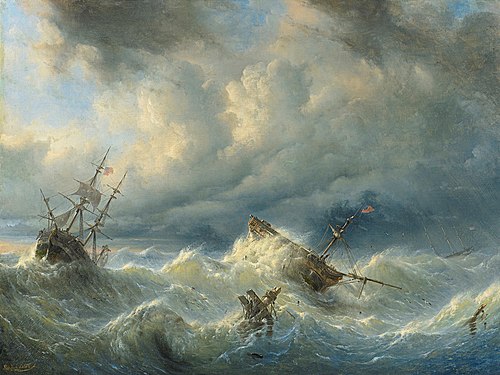 Ships on a Stormy Sea, 1840, Raden Saleh