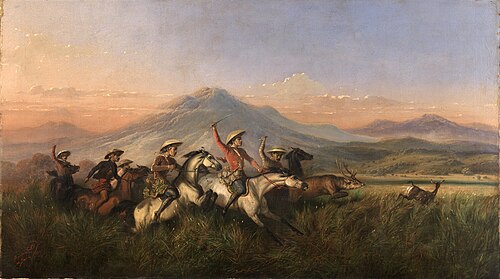 Six Horsemen Chasing Deer, 1860, Raden Saleh