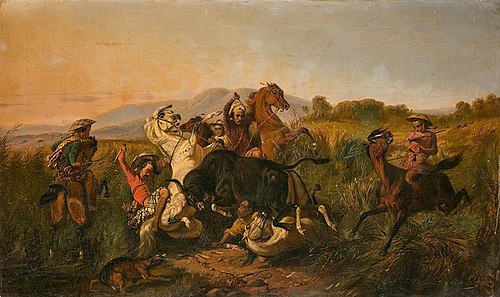 La Chasse au taureau sauvage, 1855, Raden Saleh
