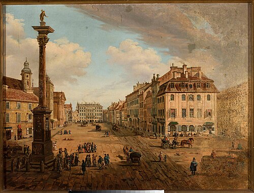 Widok z Placu Zamkowego na Krakowskie Przedmieście, 1838, Marcin Zaleski