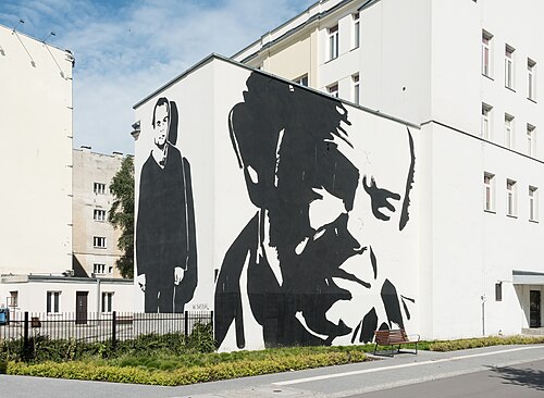 Jacek Kuroń mural at 58 Złota Street in Warsaw, 2020, Wilhelm Sasnal