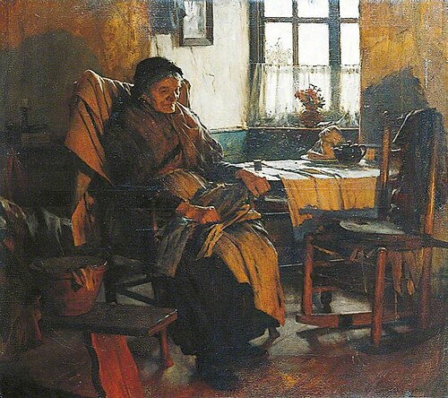 In the Firelight, 1900, Walter Langley