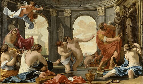 Poliphile au bain avec les nymphes, , Eustache Le Sueur