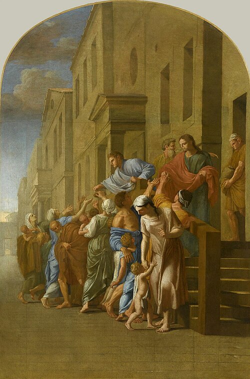 Saint Bruno et ses compagnons, avant de partir pour Grenoble, distribuent tous leurs biens aux pauvr, 1646, Eustache Le Sueur