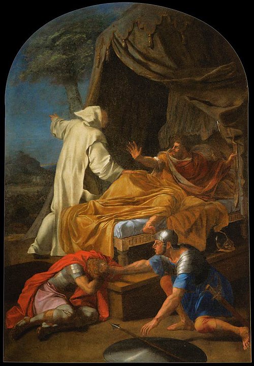Apparition de saint Bruno au comte Roger, 1646, Eustache Le Sueur