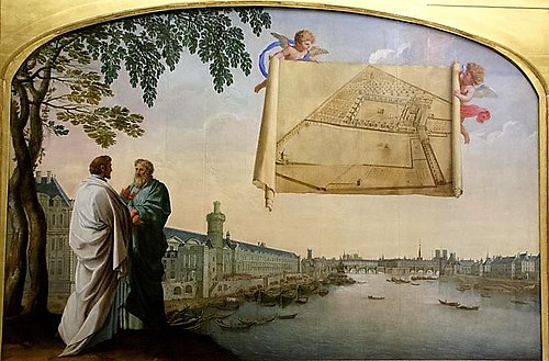 Plan de la chartreuse de Paris porté par deux anges, 1646, Eustache Le Sueur
