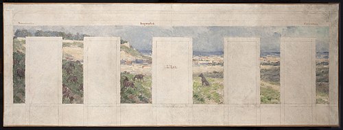 Esquisse pour la mairie de Bagnolet : Vue des environs de Bagnolet (l'est), 1893, Louis Béroud