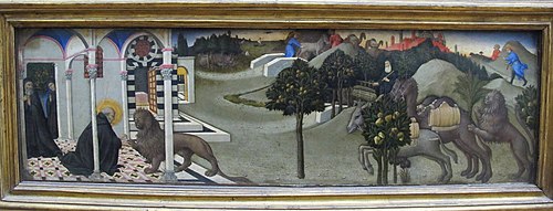 La Légende du lion apprivoisé, 1437, Sano di Pietro