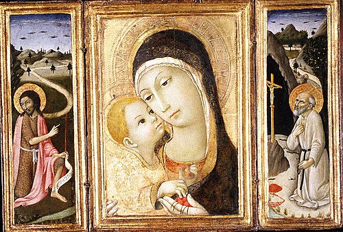 Madonna and Child; Saint John the Baptist; Saint Jerome, 1450, Sano di Pietro