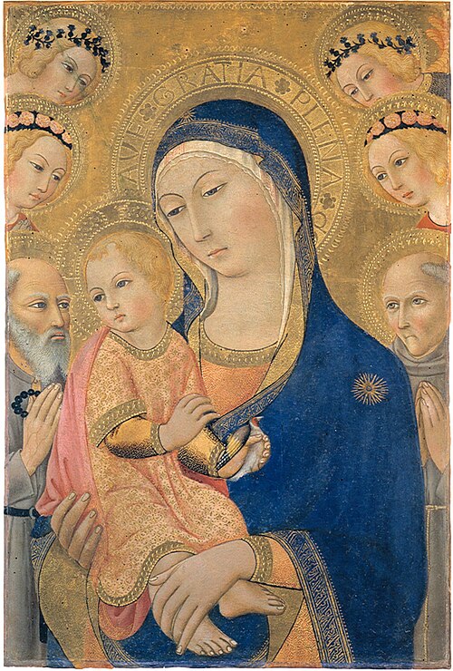 Madonna and Child with Saint Jerome, Saint Bernardino, and Angels, 1450, Sano di Pietro