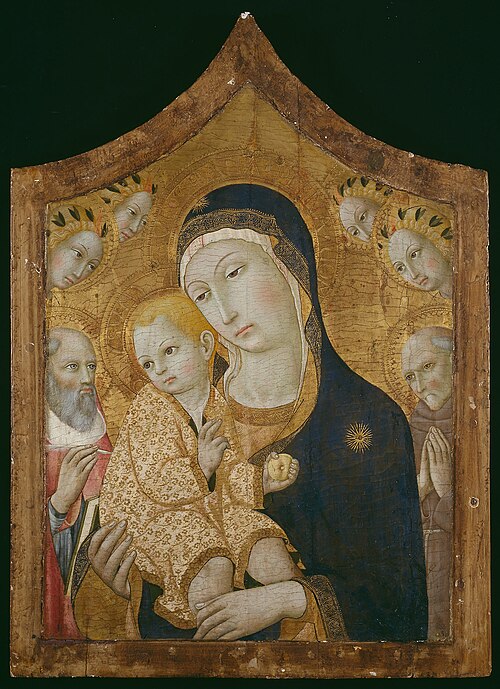 Virgin and Child with Saints Jerome, Bernardino of Siena, and Angels, 1455, Sano di Pietro