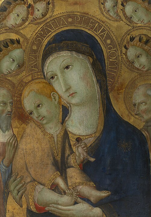 The Virgin and Child, Two Saints and six Angels, 1465, Sano di Pietro