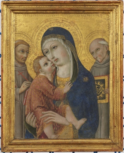 Madonna and child with Sts Francis of Assisi and Bernardino of Siena, 1460, Sano di Pietro